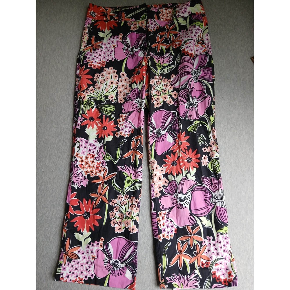 Lilly Pulitzer Pants 2 Cropped Floral Capri Resort Beach Cruise Boho Vintage